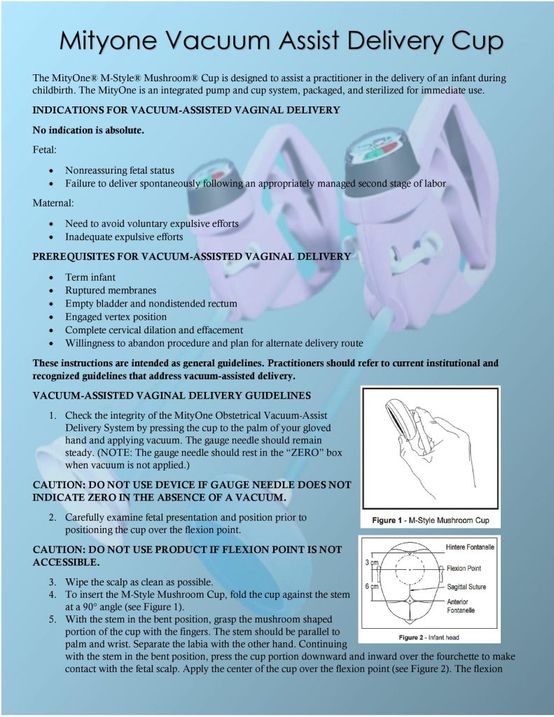 Mityone Vacuum Assist Delivery Cup Instructions for use